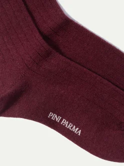Pini Parma Bordeaux - Super Durable Wool Short Socks - Made In Italy Sale