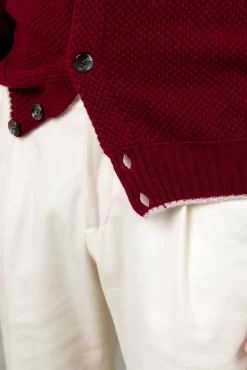Pini Parma Bordeaux Textured Cashmere Blend Cardigan – Made In Italy Hot
