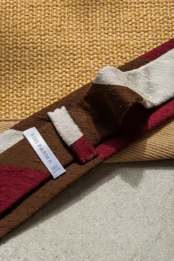 Pini Parma Brown And Bordeaux Shantung Tie - Hand Made In Italy Best