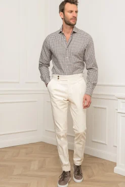 Pini Parma Brown And Grey Vichy Shirt - Made In Italy Store