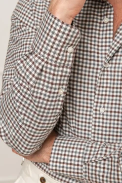 Pini Parma Brown And Grey Vichy Shirt - Made In Italy Store