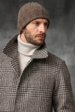 Pini Parma Brown Cashmere Rib Knit Beanie - Made In Italy Flash Sale