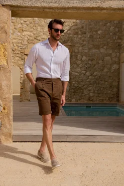 Pini Parma Brown Cotton Shorts - Made In Italy Best Sale