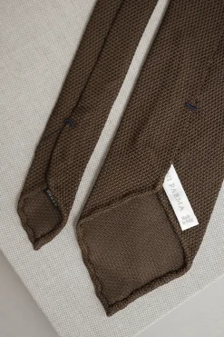 Pini Parma Brown Grenadine Silk Tie - Hand Made In Italy Sale