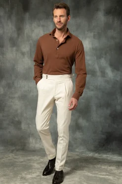 Pini Parma Brown Popover Polo Shirt - Made In Italy Clearance