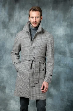 Pini Parma Brown Prince Of Wales Raglan Coat – Made In Italy Discount