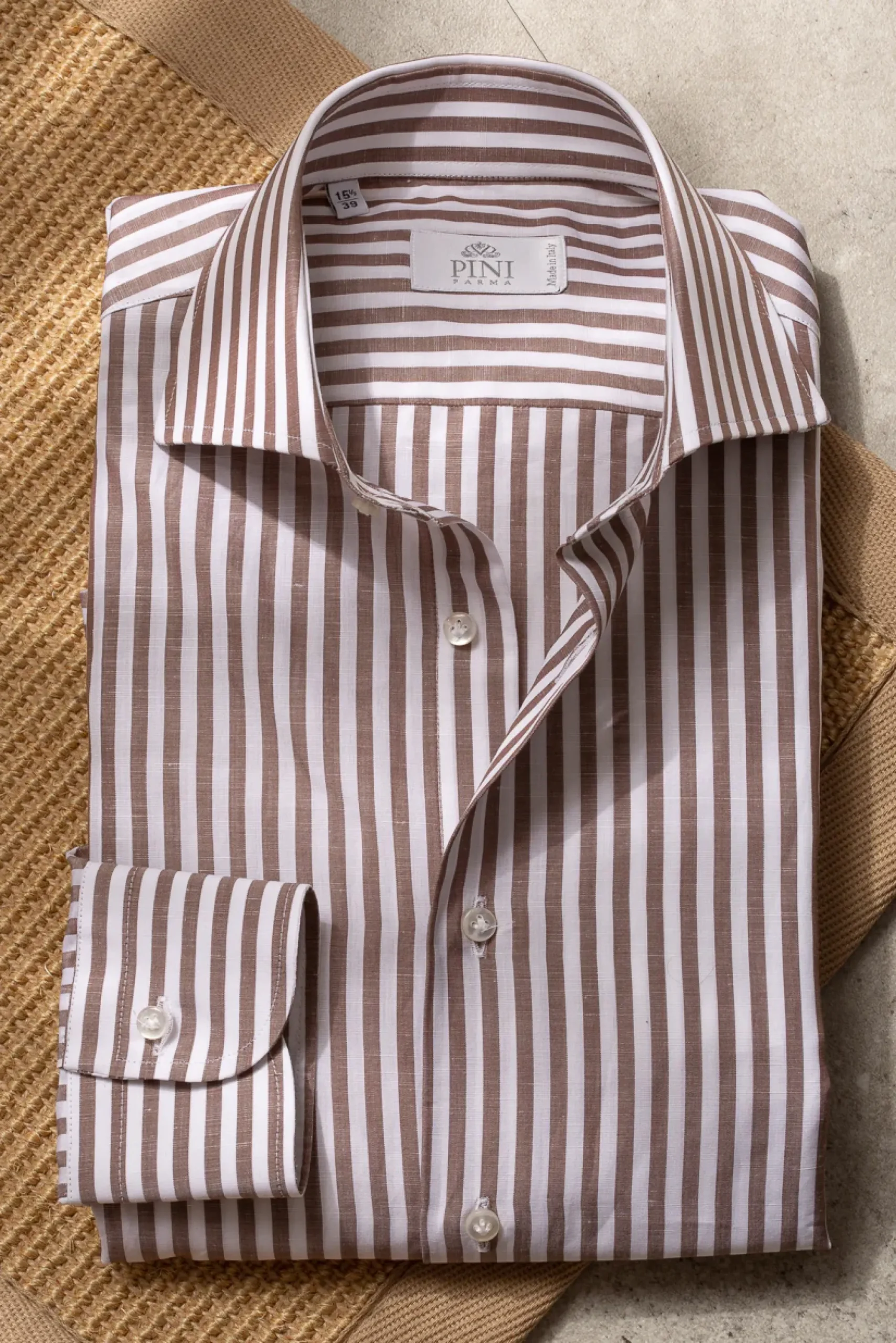 Pini Parma Brown Striped Shirt- Made In Italy Cheap
