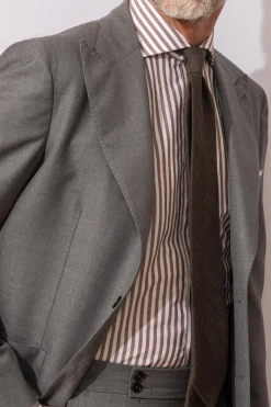 Pini Parma Brown Striped Shirt- Made In Italy Cheap