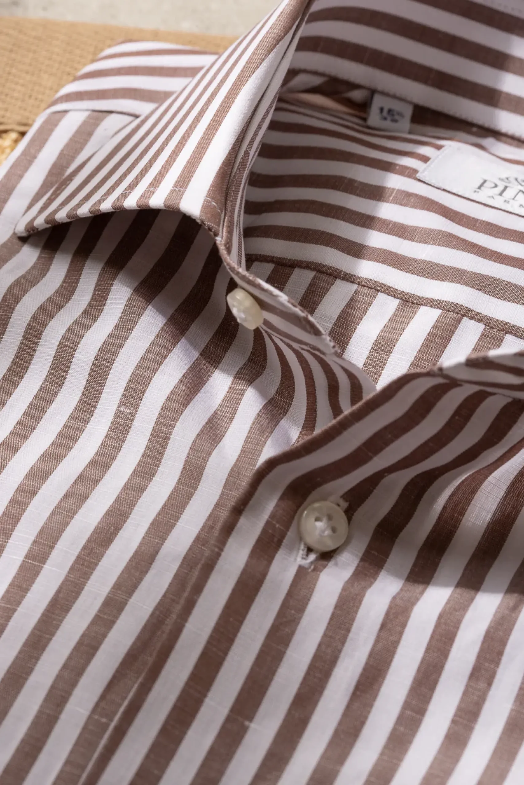 Pini Parma Brown Striped Shirt- Made In Italy Cheap