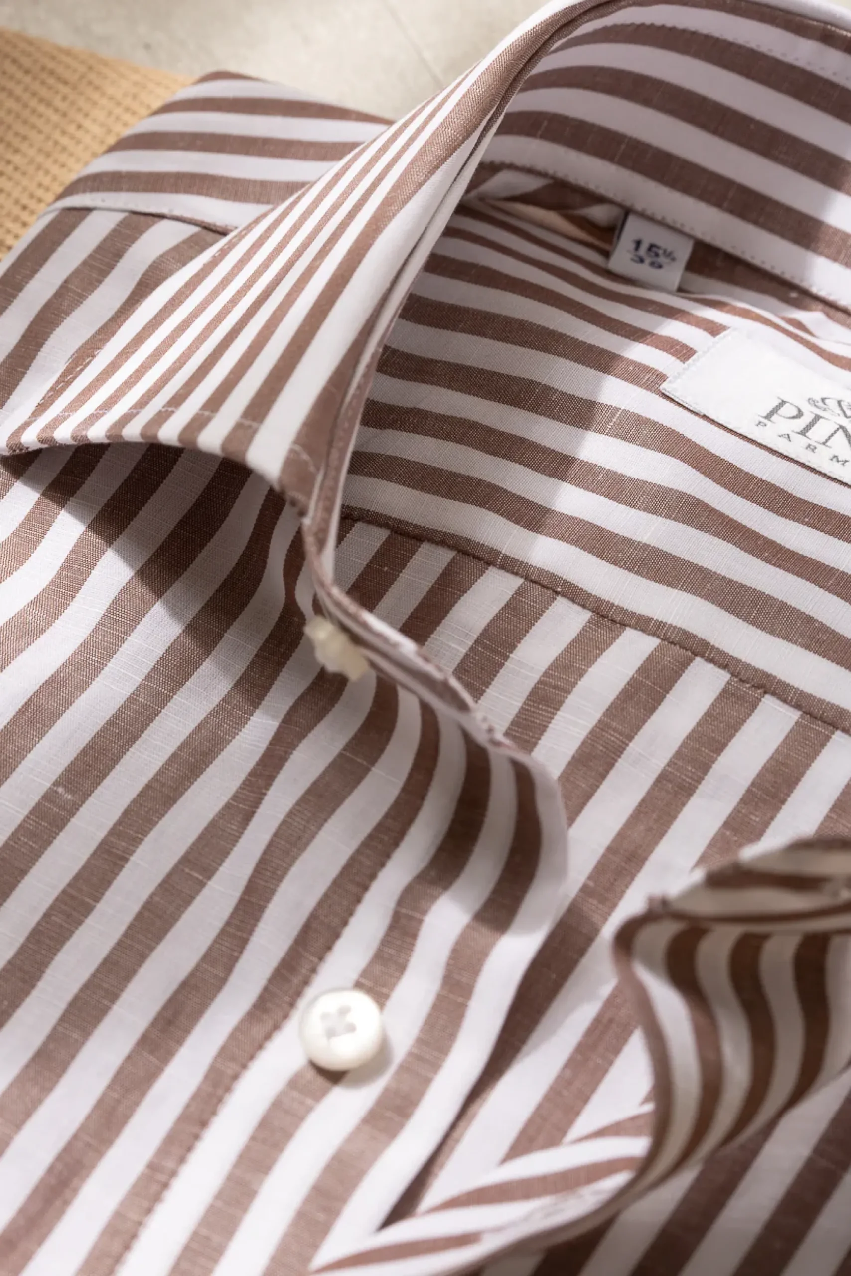 Pini Parma Brown Striped Shirt- Made In Italy Cheap