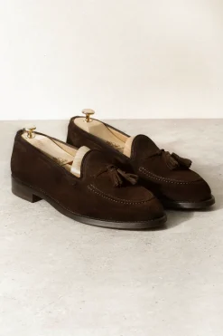 Pini Parma Brown Suede Tassel Loafers - Made In Italy Clearance