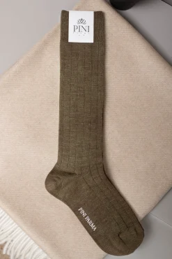 Pini Parma Brown - Super Durable Wool Short Socks - Made In Italy New