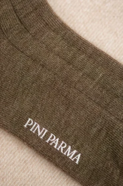 Pini Parma Brown - Super Durable Wool Short Socks - Made In Italy New