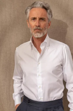 Pini Parma Button Down White Shirt "Sartoriale Collection"- Made In Italy Shop