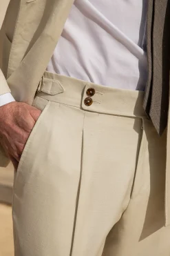 Pini Parma Cream Trousers "Soragna Capsule Collection" - Made In Italy Best Sale