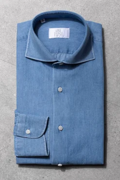 Pini Parma Denim Blue Shirt - Made In Italy Fashion