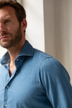 Pini Parma Denim Blue Shirt - Made In Italy Fashion