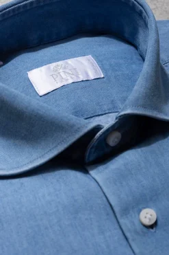 Pini Parma Denim Blue Shirt - Made In Italy Fashion