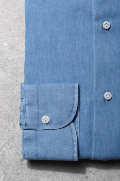 Pini Parma Denim Blue Shirt - Made In Italy Fashion