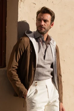 Pini Parma Desert Linen Popover Shirt - Made In Italy Fashion
