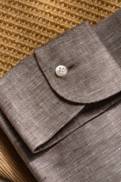 Pini Parma Desert Linen Popover Shirt - Made In Italy Fashion