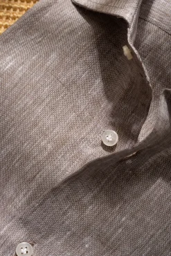 Pini Parma Desert Linen Popover Shirt - Made In Italy Fashion