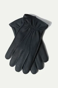 Pini Parma Dusty Blue Cashmere Lined Deerskin Leather Gloves - Made In Italy Sale
