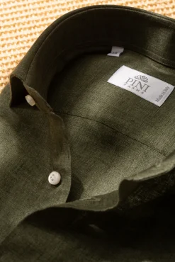 Pini Parma Green Linen Shirt - Made In Italy Cheap