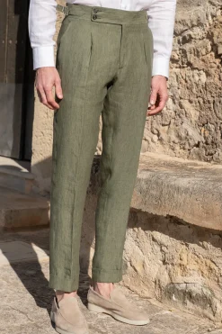 Pini Parma Green Linen Trousers