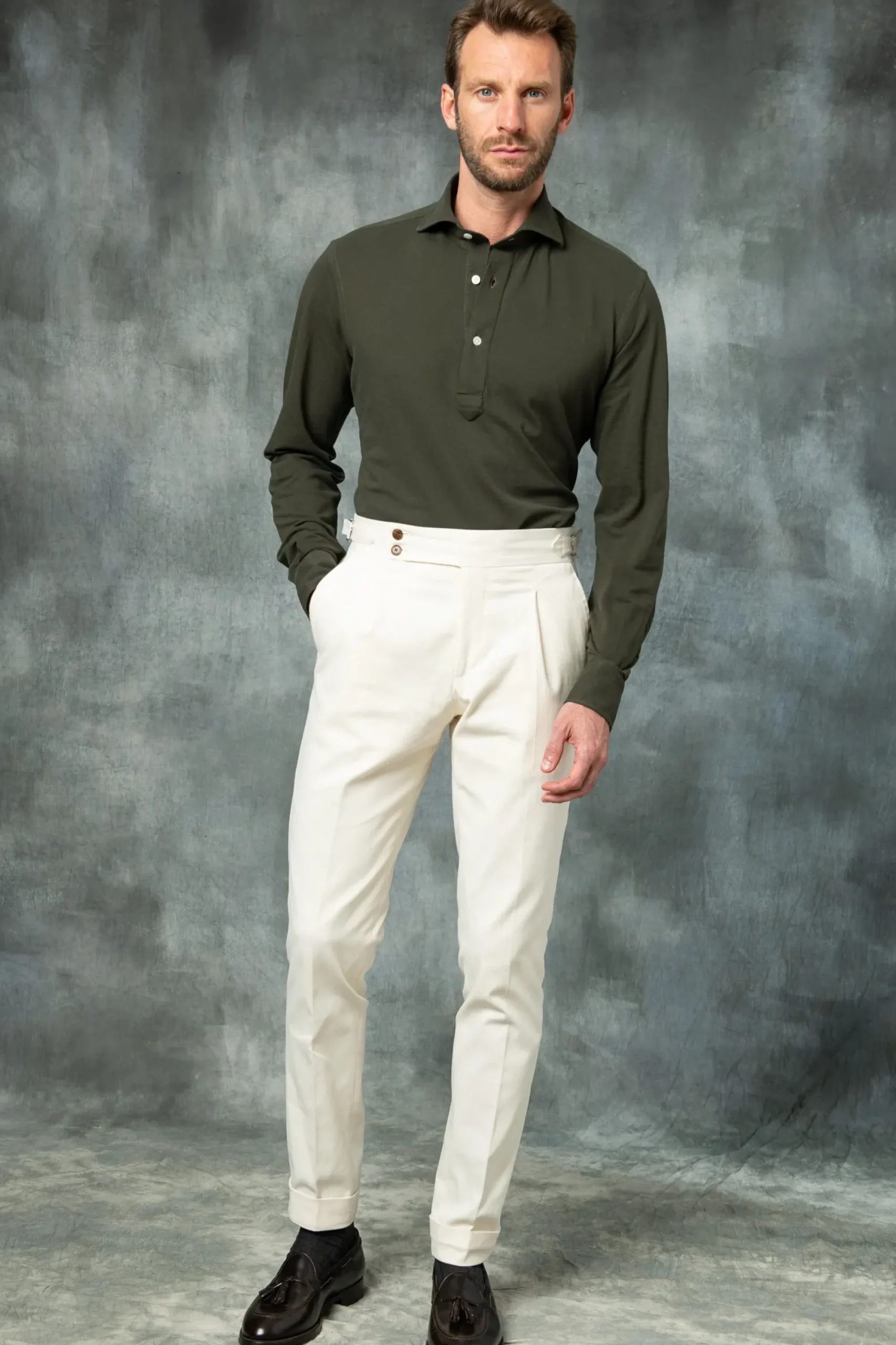 Pini Parma Green Popover Polo Shirt - Made In Italy Online