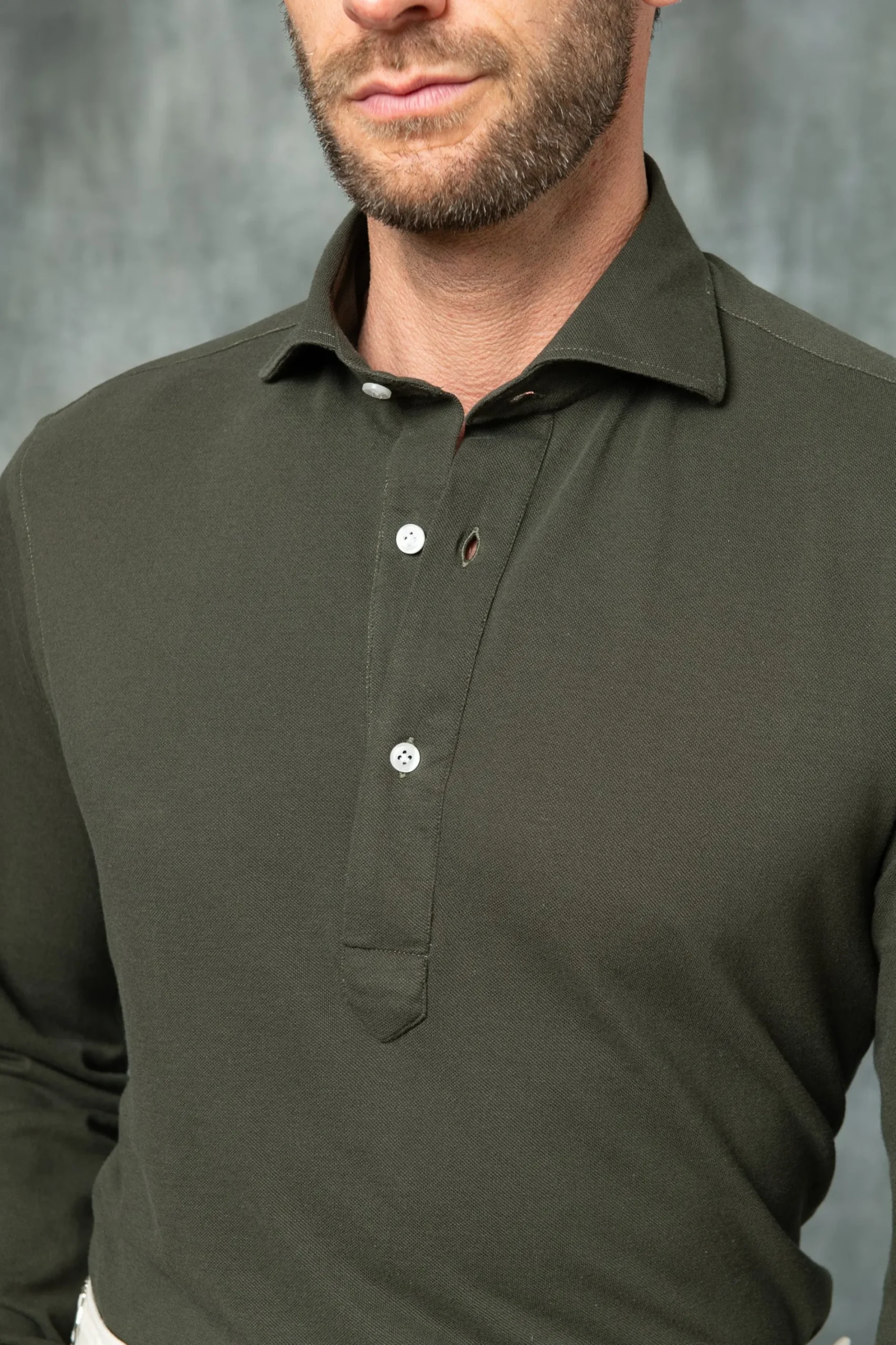 Pini Parma Green Popover Polo Shirt - Made In Italy Online