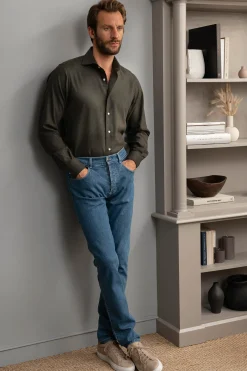 Pini Parma Green Shirt - Flannel Touch - Made In Italy Discount