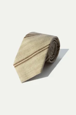 Pini Parma Grey And Brown Regimental Tie - Made In Italy Clearance