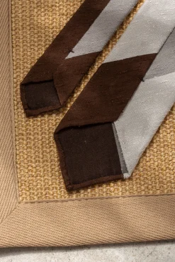 Pini Parma Grey And Brown Shantung Tie - Hand Made In Italy Best