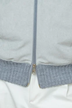 Pini Parma Grey And Light Grey Cardigan - Alcantara & Wool - Made In Italy Hot