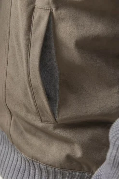 Pini Parma Grey And Taupe Cardigan - Alcantara & Wool - Made In Italy Cheap