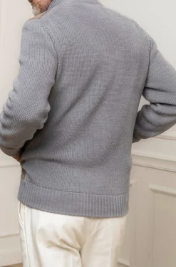 Pini Parma Grey And Taupe Cardigan - Alcantara & Wool - Made In Italy Cheap