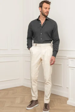 Pini Parma Grey Cashmere And Cotton Shirt - Made In Italy Cheap