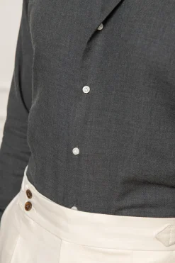 Pini Parma Grey Cashmere And Cotton Shirt - Made In Italy Cheap