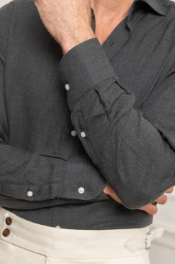Pini Parma Grey Cashmere And Cotton Shirt - Made In Italy Cheap