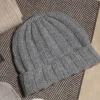 Pini Parma Grey Cashmere Rib Knit Beanie - Made In Italy Best