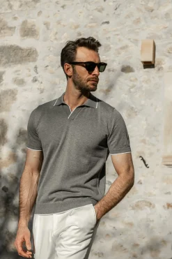 Pini Parma Grey Cotton Polo - Made In Italy Best