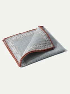 Pini Parma Grey Fancy Pocket Square - Made In Italy New