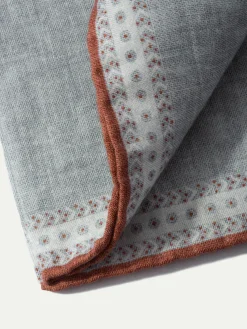 Pini Parma Grey Fancy Pocket Square - Made In Italy New