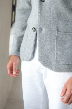 Pini Parma Grey Knitted Jacket – Wool And Cashmere – Made In Italy Clearance