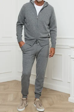 Pini Parma Grey Leisure Zip Hoodie - Made In Italy Flash Sale