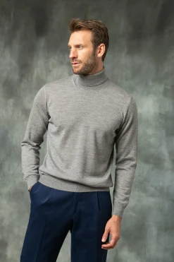 Pini Parma Grey Merino Turtleneck – Made In Italy Online