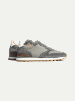 Pini Parma Grey Nabuk And Suede Runners - Made In Italy Online