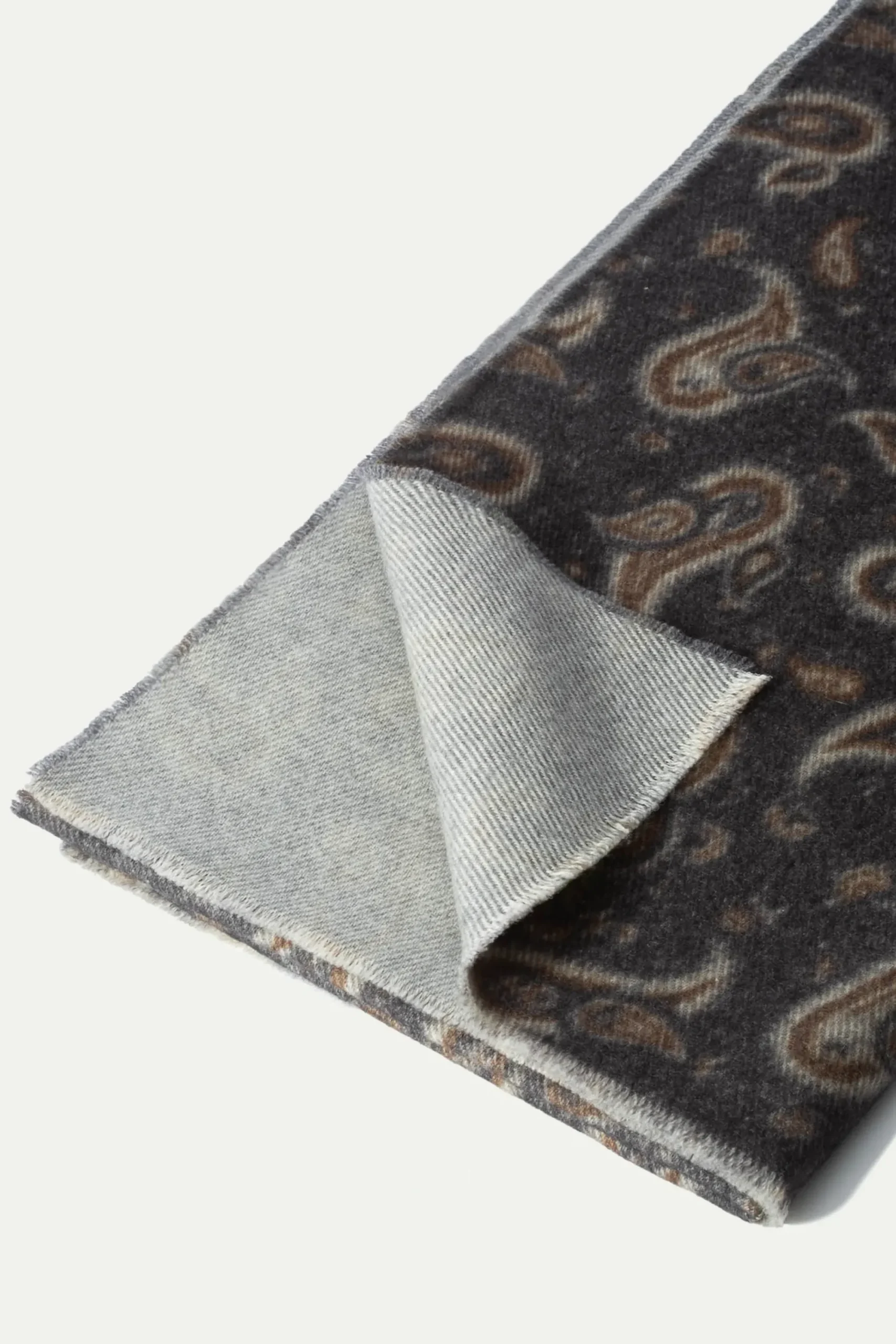 Pini Parma Grey Paisley Reversible Scarf - Made In Italy Cheap