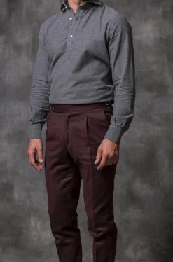 Pini Parma Grey Popover Shirt - Flannel Touch - Made In Italy Fashion
